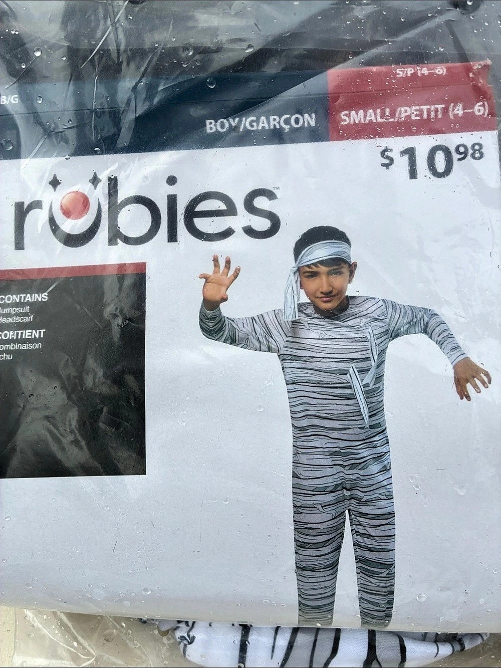 Robies Striped Halloween Costume Boys Small Gray & Black NWT